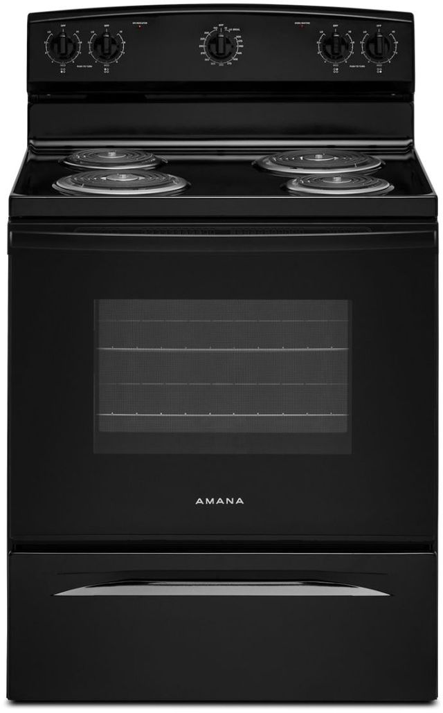 Amana® 30" Black Freestanding Electric Range with Extra-Large Oven Window-0