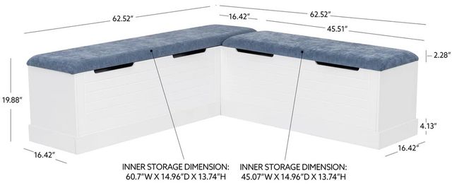 Linon Nancy Blue/White Backless Upholstered Nook-2