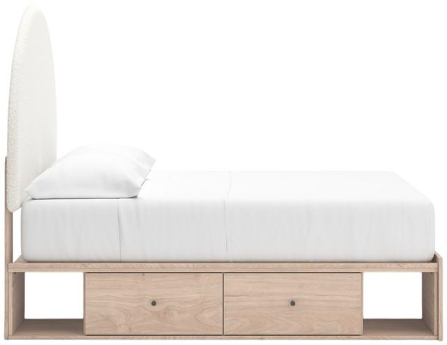 Signature Design by Ashley® Shapella Tan/White Youth Full 4-Drawer Upholstered Storage Panel Bed-3