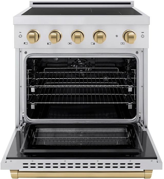 ZLINE Autograph Edition Paramount 30" Stainless Steel Pro Style Induction Range with Champagne Bronze Accents-1