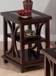 Jofran Inc. Panama Glass Top Chairside Table with Brown Base-1