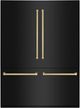 ZLINE Autograph Edition 60" 32.2 Cu. Ft. Black Stainless Steel Built-In French Door Refrigerator with Champagne Bronze Accent and Bright White Interior-0