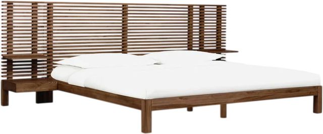 Modus Furniture Tanner Brown Roux Queen Panel Bed with Integrated Nightstands-0