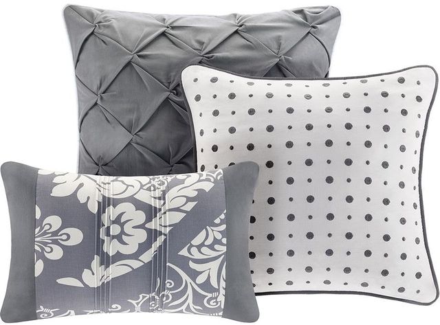 Olliix by Madison Park 7 Piece Grey California King Vienna Cotton Printed Comforter Set-2