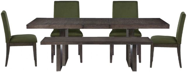 Steve Silver Evan 6-Piece Green/Walnut Dining Table Set