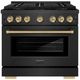 ZLINE Paramount 36" 5.2 cu. ft. Black Satin Stainless Steel Paramount Dual Fuel Range with 6 Burner DuoPro™ Cooktop and Electric Convection Oven and Polished Gold Helix Handle and Accents-0