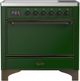 Ilve® Majestic III 36" Emerald Green Pro Style Induction Range with Solid Door and Burnished Trim-0