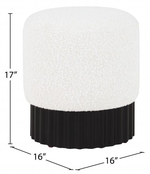 Meridian Furniture Veranda Cream/Black Boucle Fabric Ottoman-3