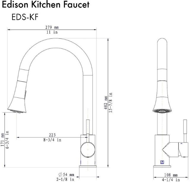 ZLINE Autograph Edition Edison Polished Gold Pull Down Single Handle Kitchen Faucet-4