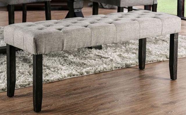 Furniture of America® Alfred Antique Black/Light Gray Bench-0