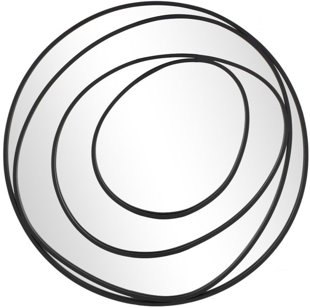 Deco Marche Black Wall Mirror with Overlapping Circles-0