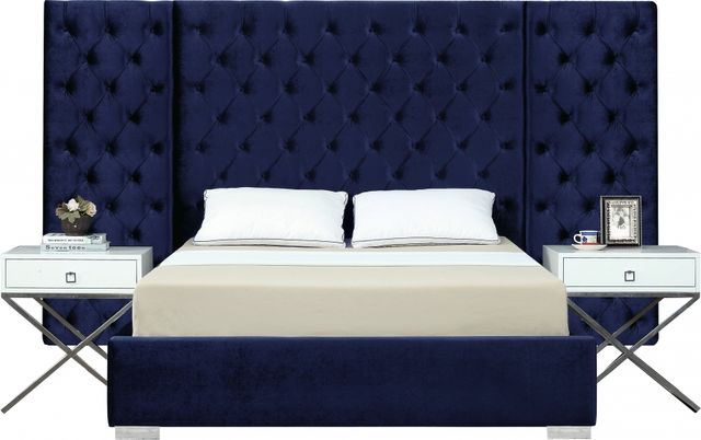 Meridian Furniture Grande Navy Velvet King Bed-0