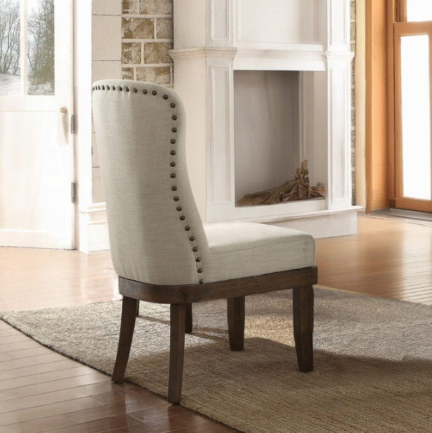 Acme Furniture ACME Landon Side Chair (Set-2), Gray Linen - Thumbnail 3