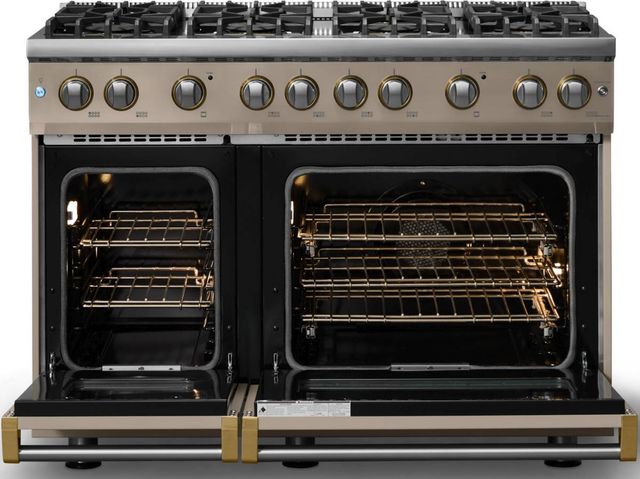 Viking® 5 Series 48" Nantucket Pro Style Gas (LP) Range with Brushed Brass Trim-1
