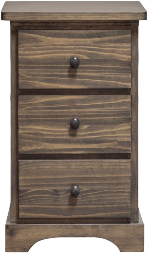 Mako Wood Furniture Polo Brown 3-Drawer Mini Nightstand-0