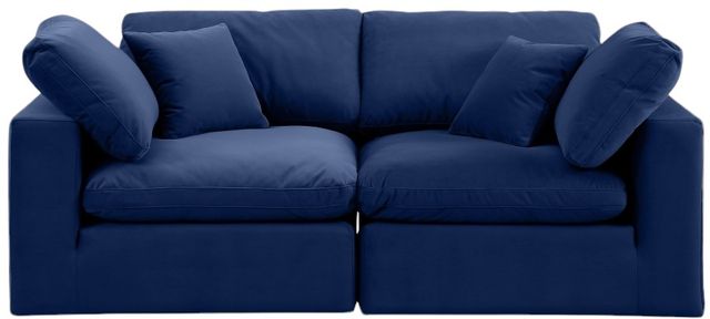 Meridian Furniture Comfy 2-Piece Navy Velvet Modular Sofa-1