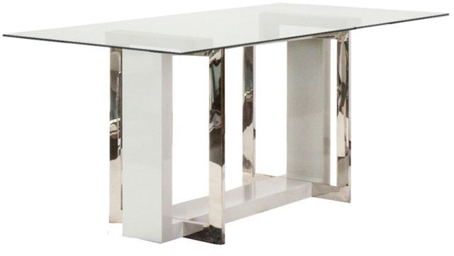 Cramco Olympia Glass Top Dining Table with Chrome/Light Gray Base-0