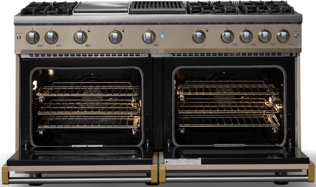 Viking® 5 Series 60" Nantucket Pro Style Gas (NG) Range with Brushed Brass Trim-1