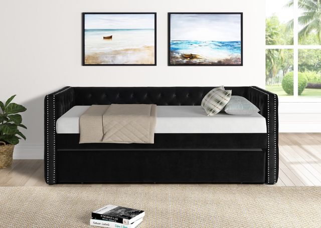 Crown Mark Trina Black Upholstered Daybed-1