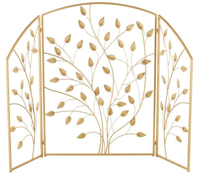 Deco Marche Gold Leaf Foldable 3-Panel Fireplace Screen-2