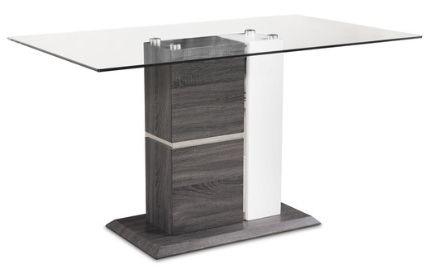 Mazin Furniture Shirelle Glass Top Counter Height Table with Glossy White/Rich Grey Base-0