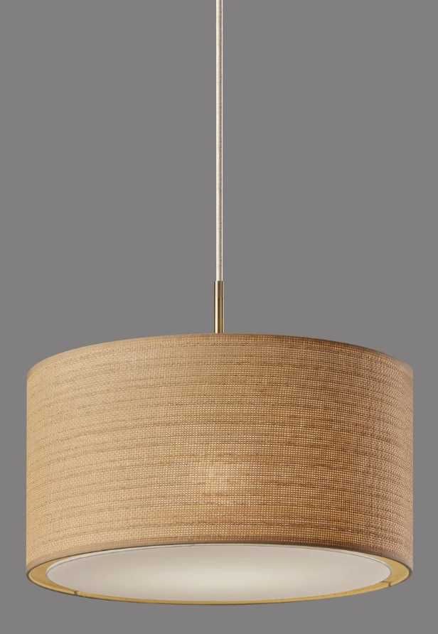 Adesso® Harvest Antique Brass Large Drum Pendant-1