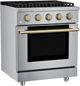 Hauslane HausPro Range 30" Stainless Steel Pro-Style Gas Range with Satin Brass Knobs-3