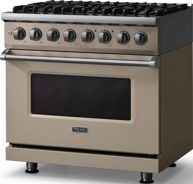 Viking® 5 Series 36" Nantucket Pro Style Dual Fuel (NG) Range with Polished Chrome Trim-3