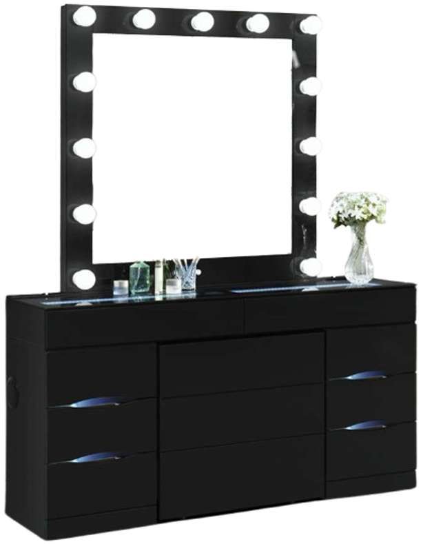 Global Furniture USA Ella 3-Piece Black Vanity Set with Speaker-0