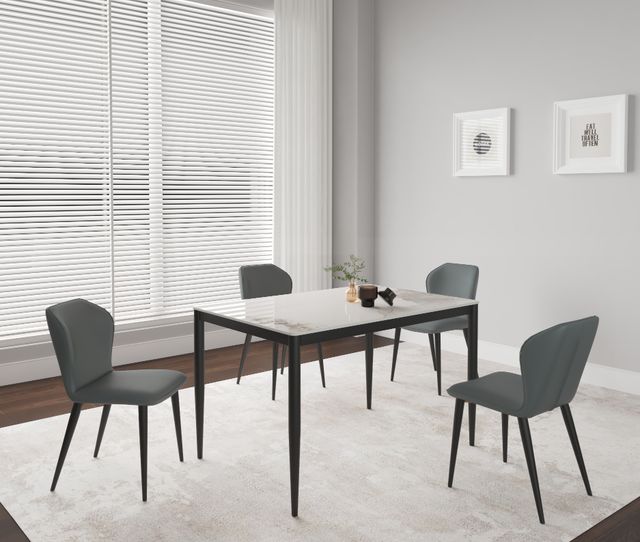 Cramco Marta Chanel Sintered Stone Top 48" Dining Table with Matte Black Base-2