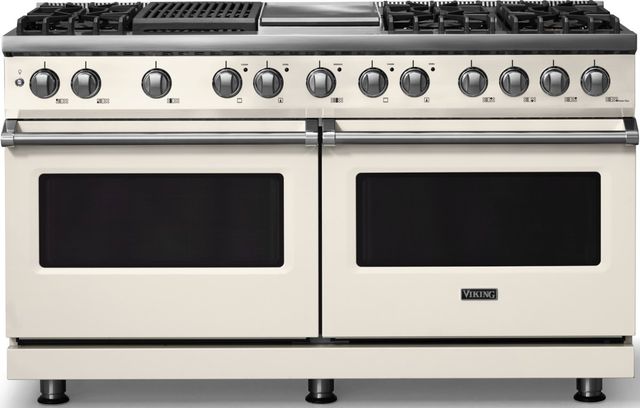 Viking® 5 Series 60" Pure White Pro Style Dual Fuel (LP) Range with Polished Chrome Trim-0