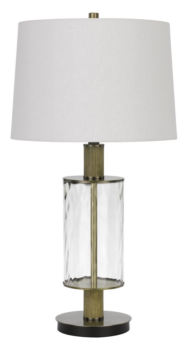 Cal® Lighting & Accessories Morrilton Glass/Light Oak Table Lamp-0