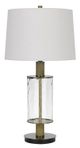 Cal® Lighting & Accessories Morrilton Glass/Light Oak Table Lamp-0