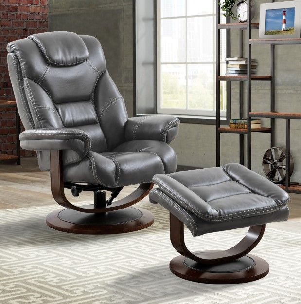Parker House® Monarch 2-Piece Flint Reclining Swivel Chair and Ottoman Set-2