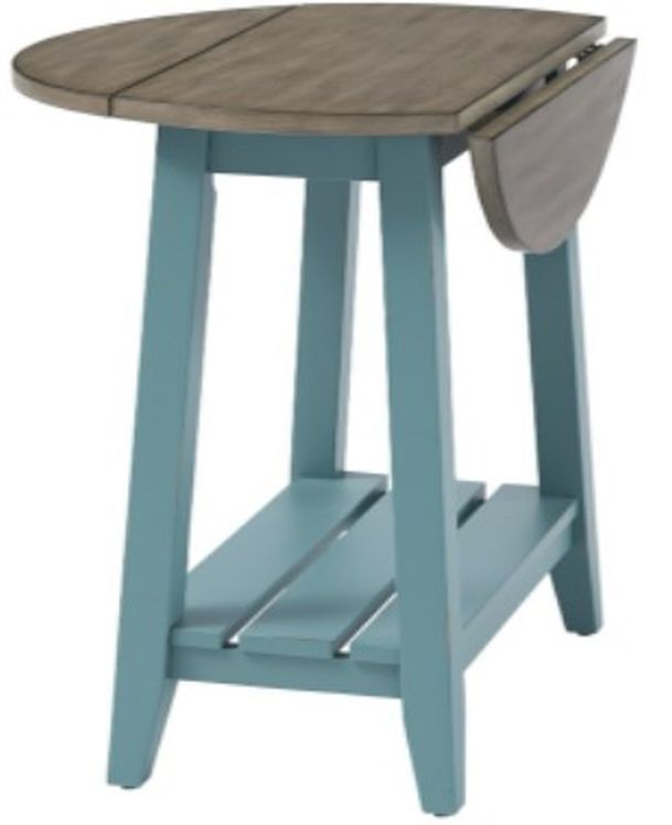 Null Furniture 6618 Gray Drop Leaf End Table with Indigo Base-0