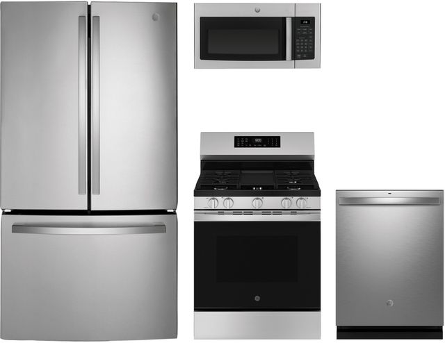 GE® 4 Piece Stainless Steel Gas Kitchen Package