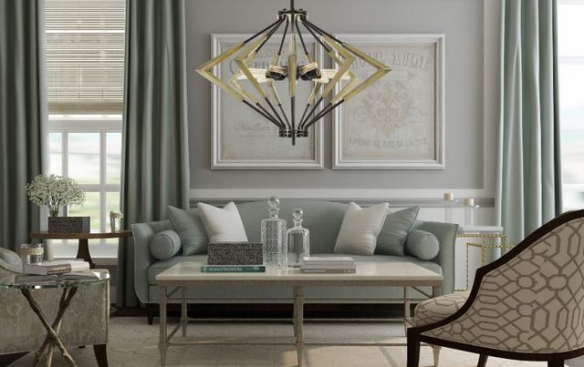 Cal® Lighting & Accessories Malounta Antique Brass/Black Chandelier-2