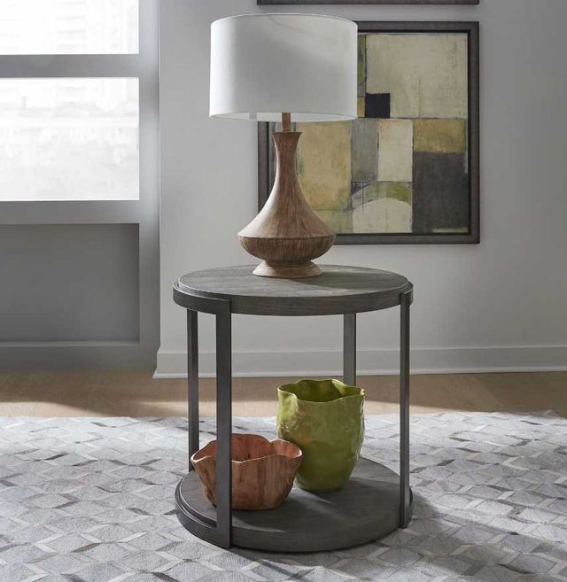 Liberty Furniture Modern View Gauntlet Gray Round End Table-1