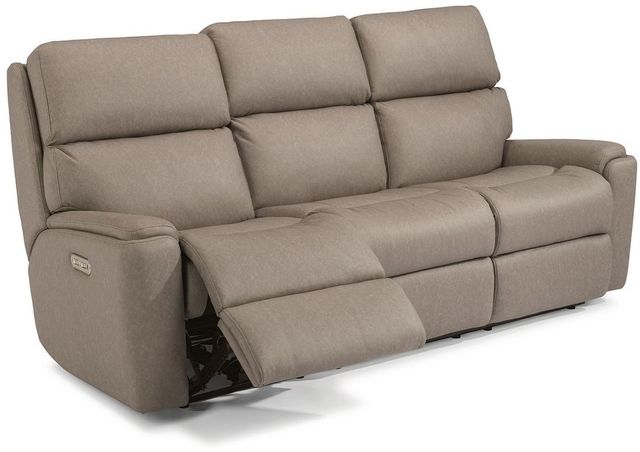 Flexsteel® Rio Gray Flint Power Reclining Sofa with Power Headrests-2