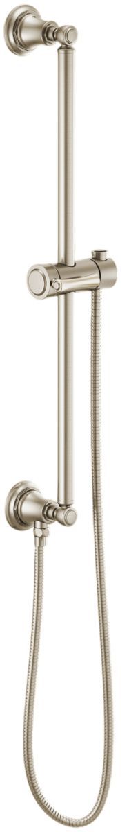 Brizo Essential™ Brilliance® Brushed Nickel Classic Round Slide Bar With Hose-0