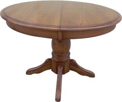 TEI Burnish Walnut Brown 36" Round Dining Table with 12" Leaf