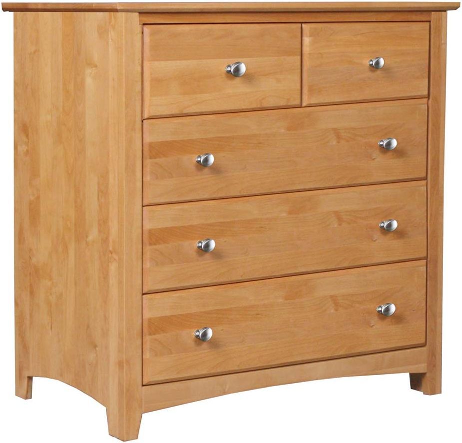 Archbold Furniture Customizable Alder Shaker Brown 5 Drawer Chest