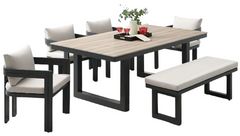 Elements International Costa 6-Piece Black Aluminum/Fabric Patio Dining Set