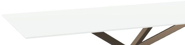 Amisco Customizable Asterisk White Glass 72' Rectangular Table with Starburst Stand-1