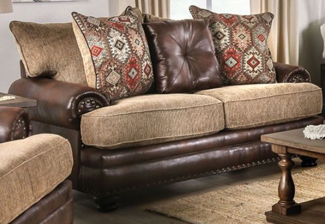 Furniture of America® Fletcher Brown/Tan Loveseat-0