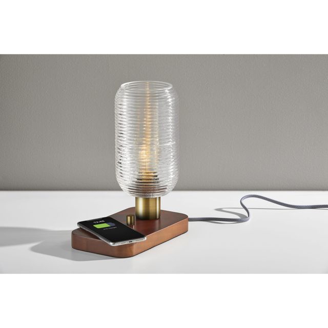 Adesso® Isaac Walnut Adessocharge Table Lantern-1