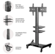 Mobile TV Stand TV Cart with Wheels for 32" to 65 Inch TVs with AV Shelves TS1661-BLK-3