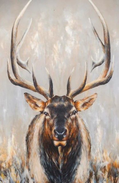 Stylecraft Imperial Bull Elk Beige/Black/Brown/Gray Wall Art-1
