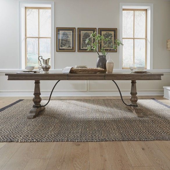 Liberty Furniture Americana Farmhouse Dusty Taupe Trestle Dining Table-2