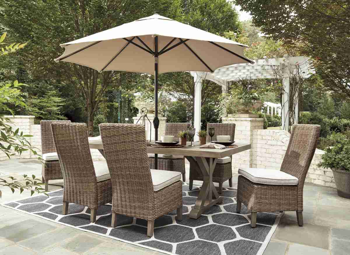 Beachcroft 7 Piece Outdoor Dining Set - Beige Beachcroft 7 Piece Outdoor Dining Set - Beige
